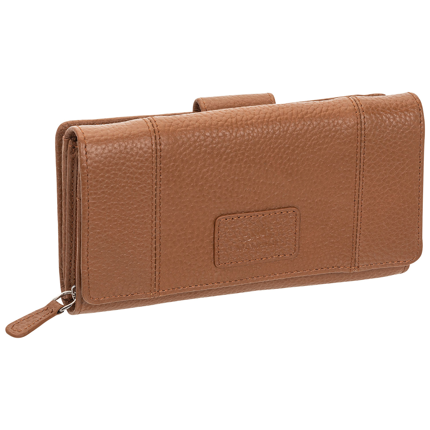 Mancini Pebble RFID Genuine Leather Bi-fold 21-Slot Clutch Wallet - Camel