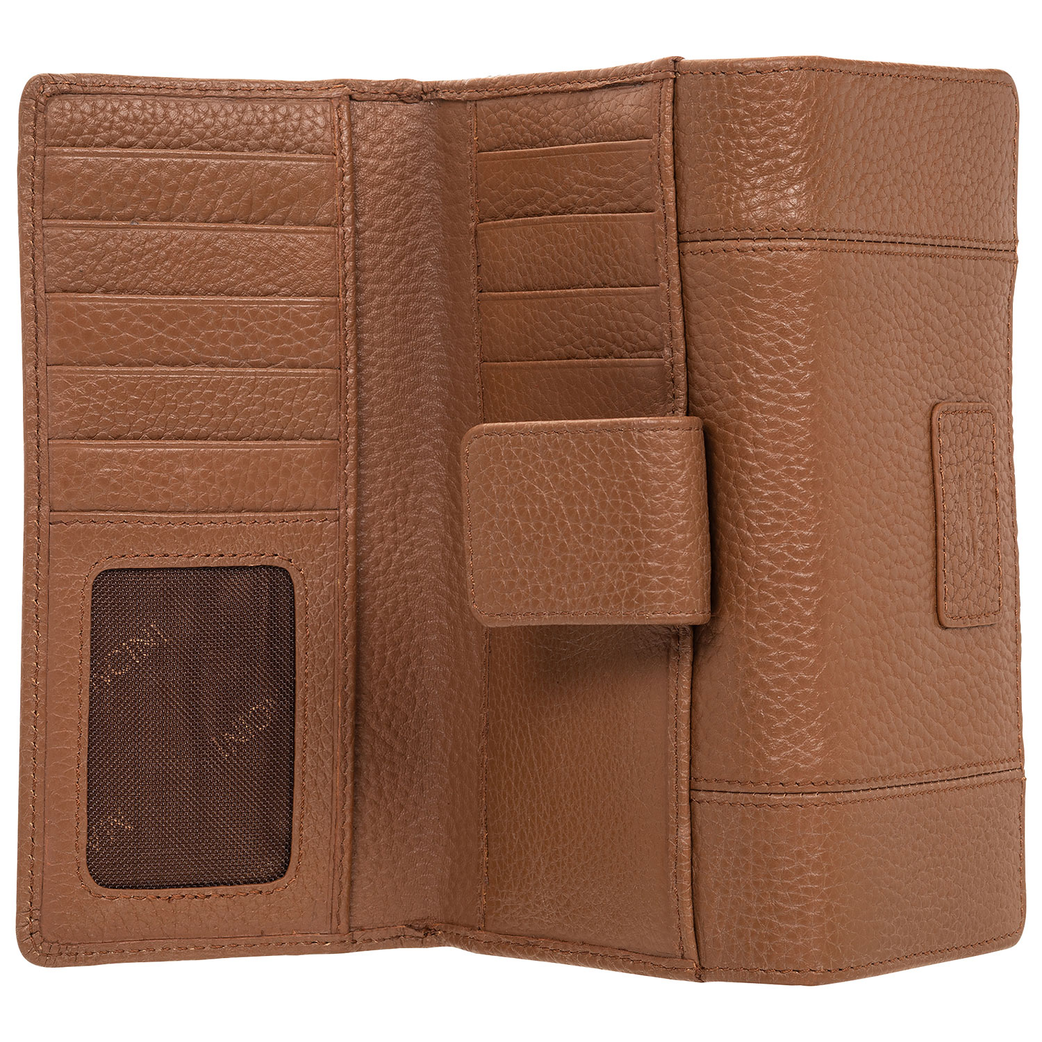 Mancini Pebble RFID Genuine Leather Bi-fold 21-Slot Clutch Wallet - Camel