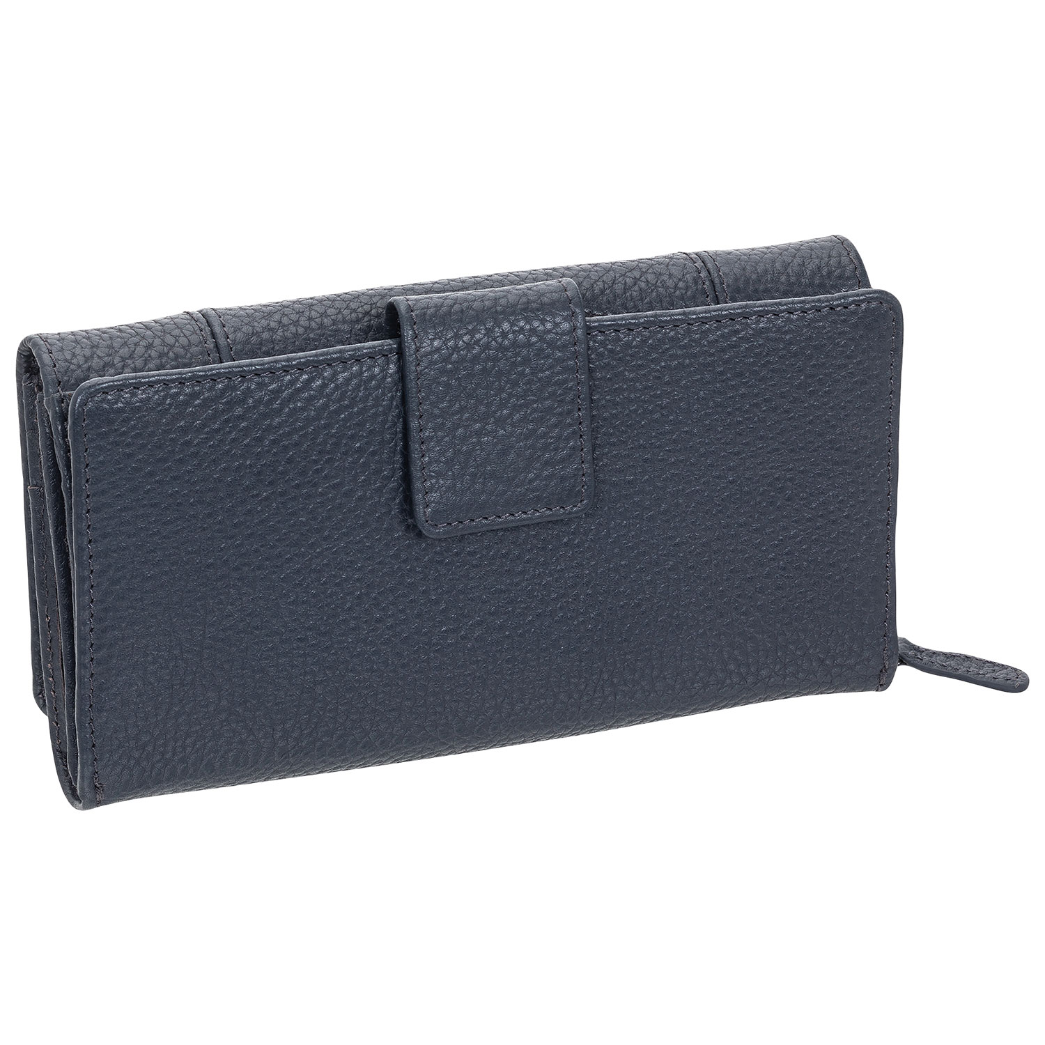 Pochette-portefeuille RFID en cuir véritable à deux volets et 21 fentes Pebble de Mancini - Marine