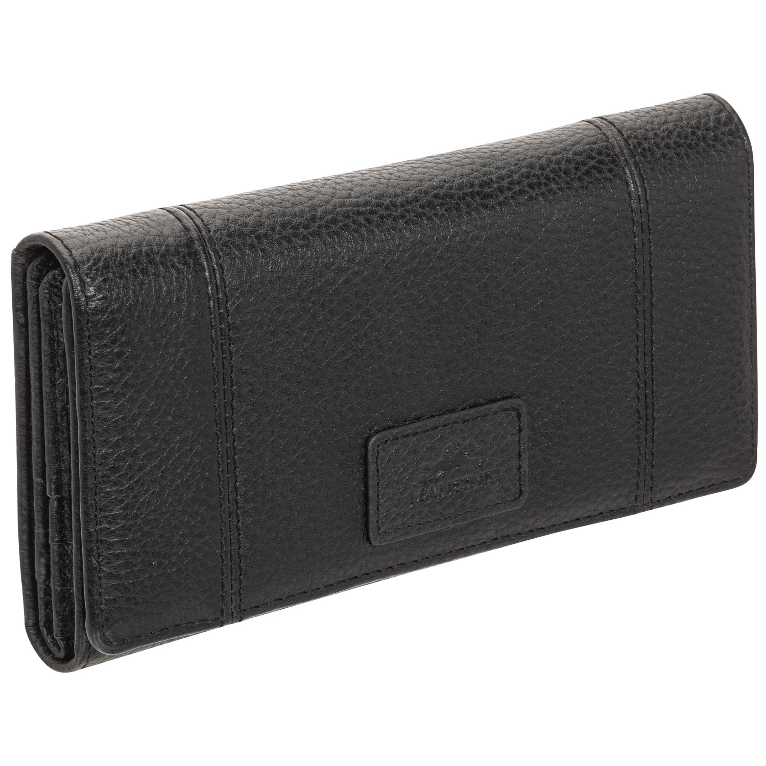 Pochette-portefeuille RFID à trois volets en cuir véritable Pebble de Mancini - Noir