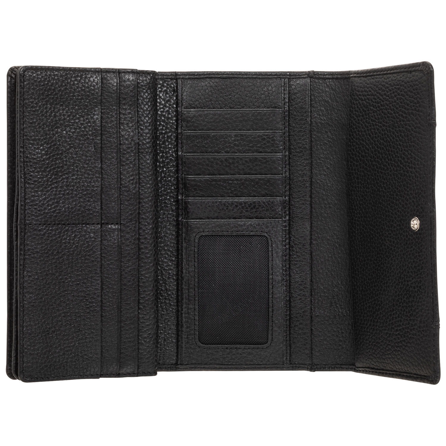 Pochette-portefeuille RFID à trois volets en cuir véritable Pebble de Mancini - Noir