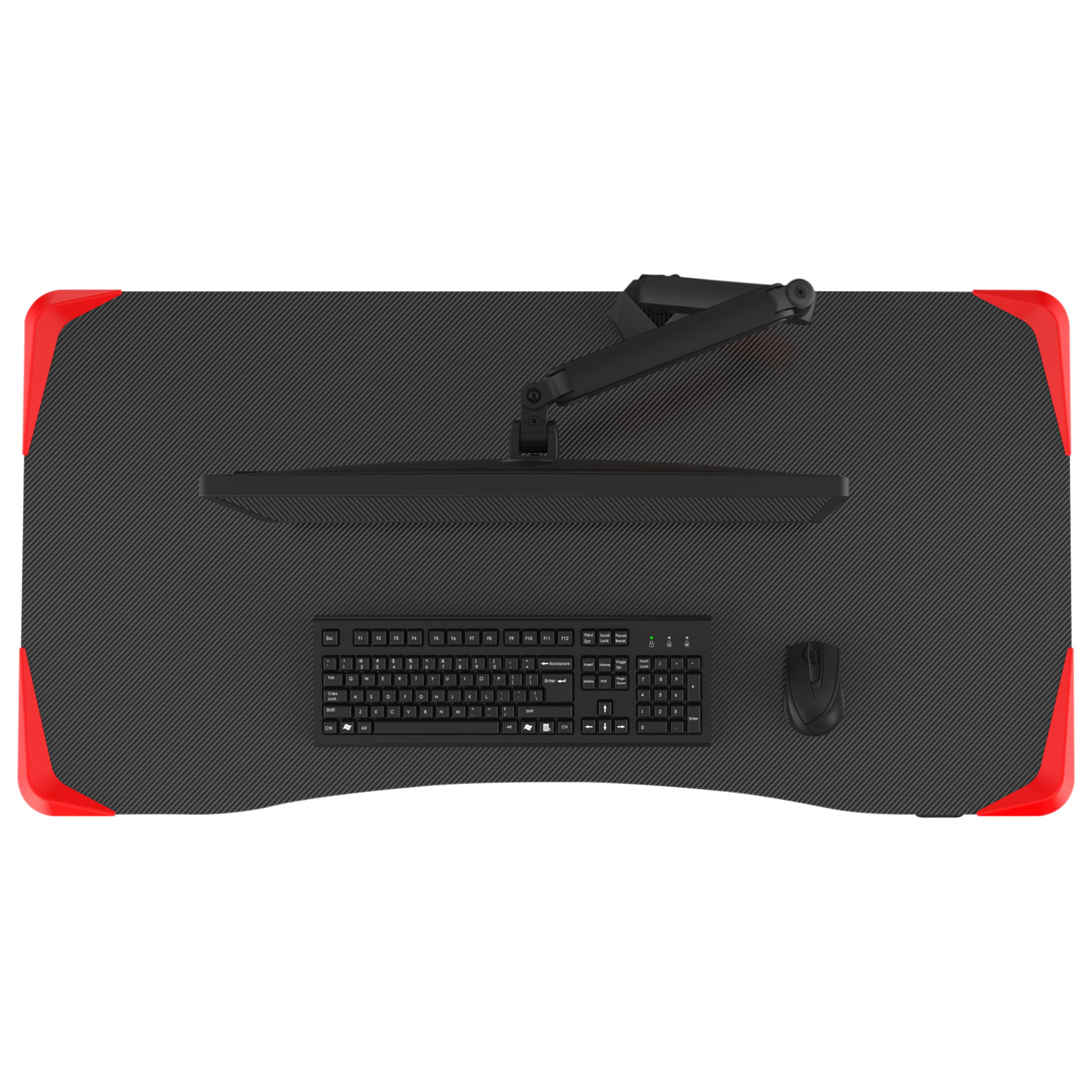 Bureau de jeu réglable de 47 po de largeur de TygerClaw - Noir/Rouge