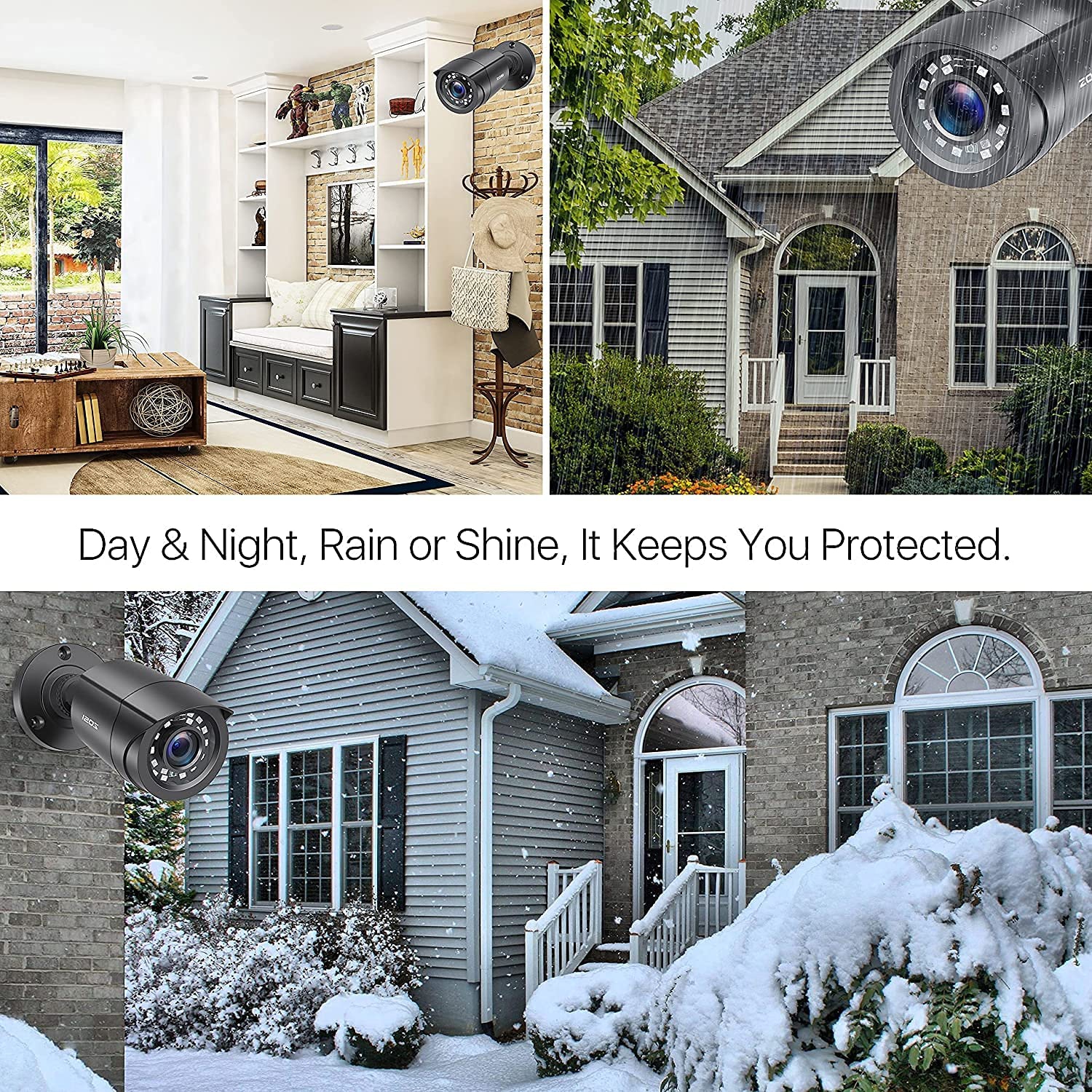 ZOSI Add-on Wired 1080P 2MP HD Hybrid 4-in-1 Bullet Outdoor Analog Security Camera for TVI/CVI/AHD/CVBS DVR Recorder & Surveillance Camera System,