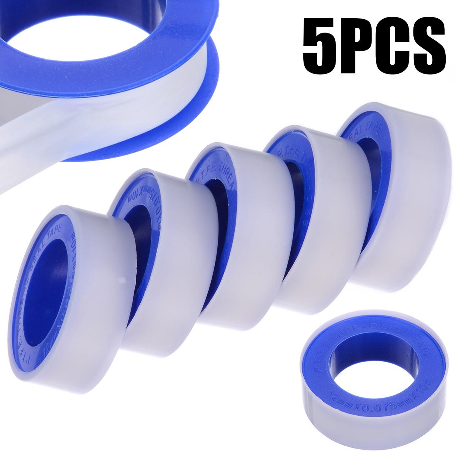 ISTAR 5PCS Roll Plumbing Plumber Fitting Thread Seal Tape PTFE For Water Pipe Sealing