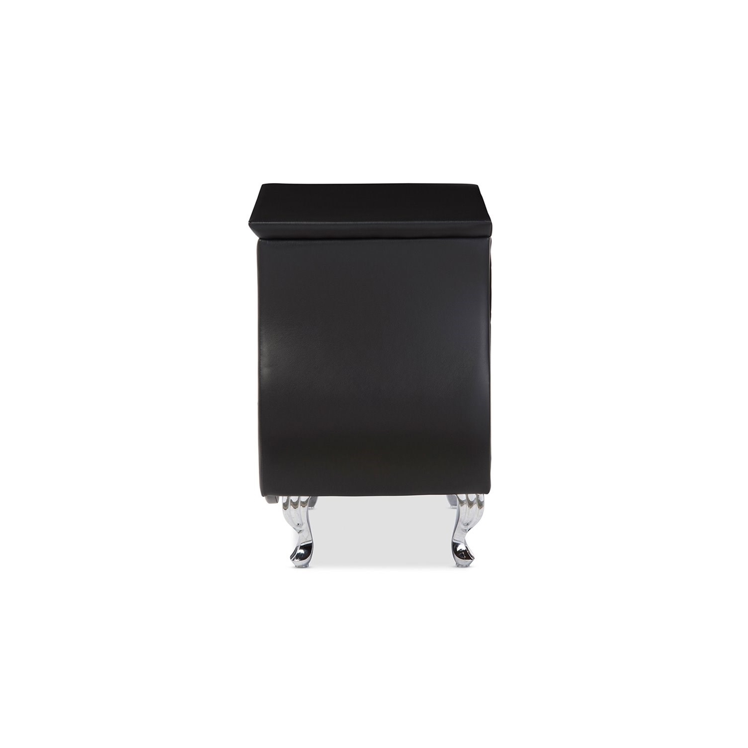 Bowery Hill 2 Drawer Faux Leather Nightstand in Black