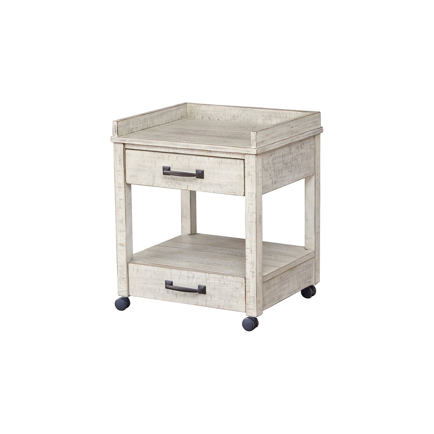 Bowery Hill 2 Drawer Mobile Printer Stand in Whitewash