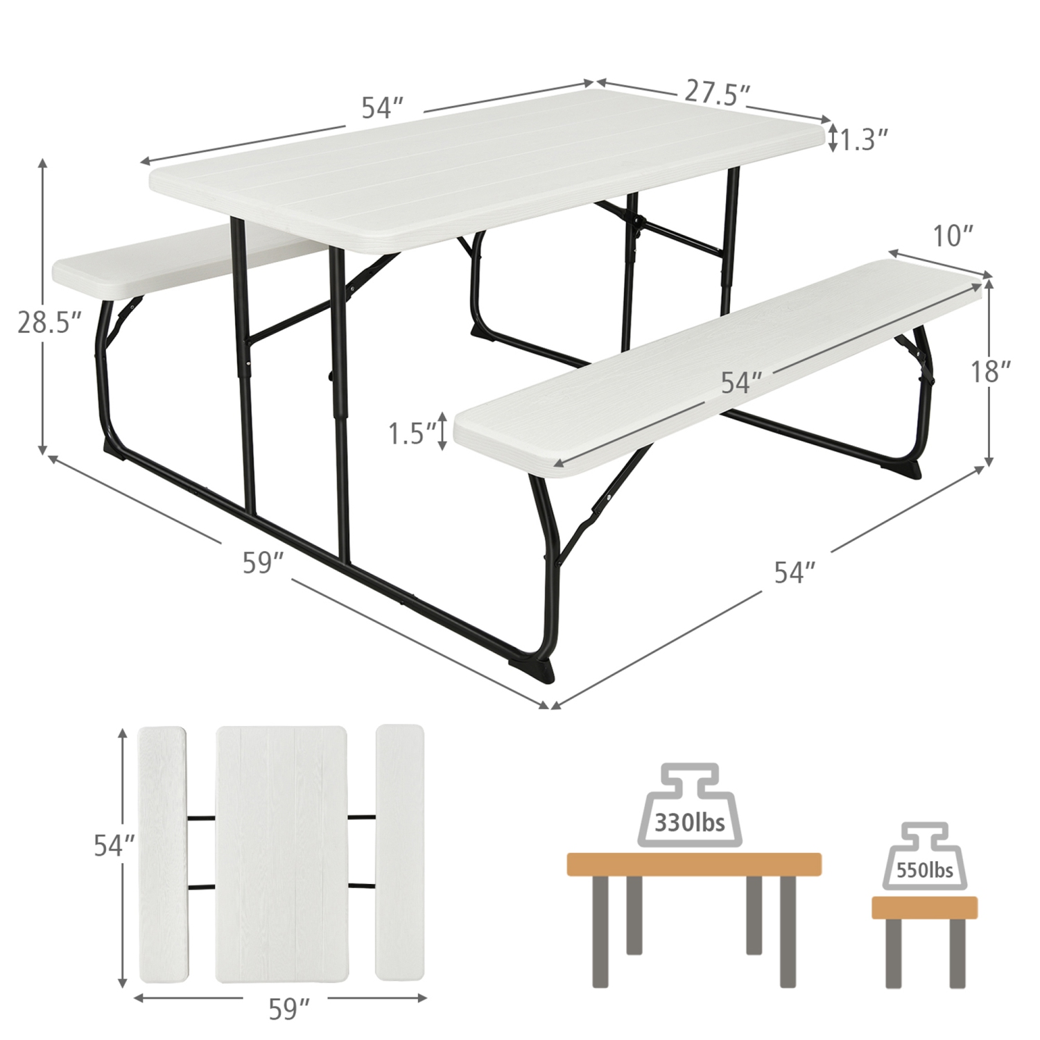 Table de pique-nique pliable Gymax