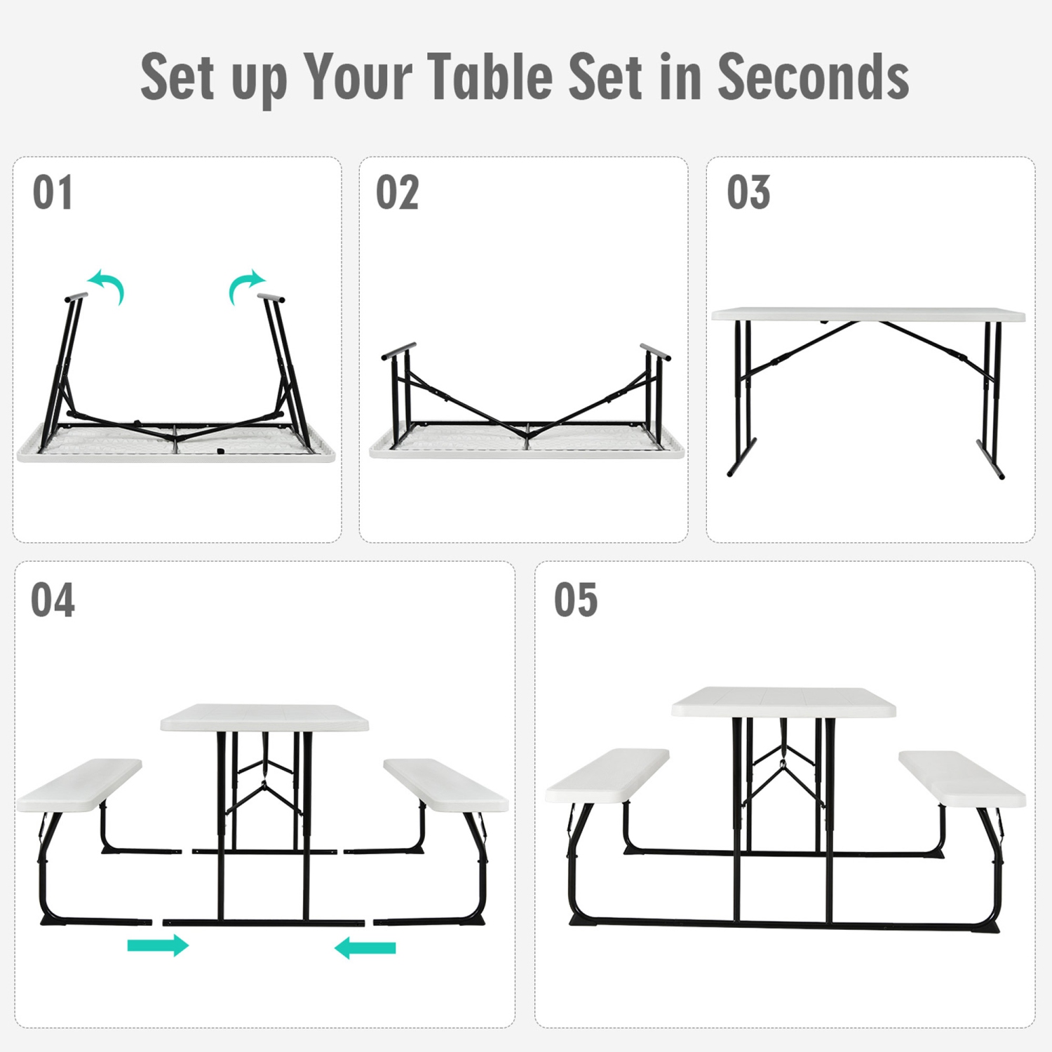 Table de pique-nique pliable Gymax