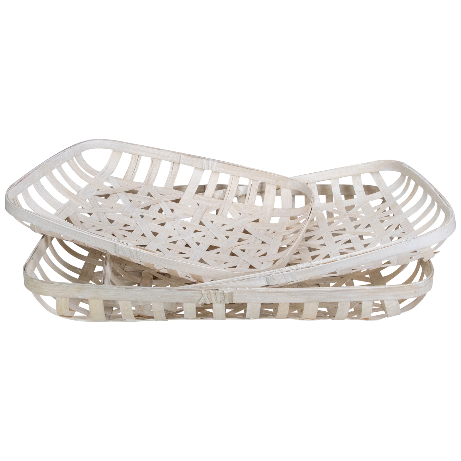 Rectangular Lattice Tobacco Baskets - White - Set of 3