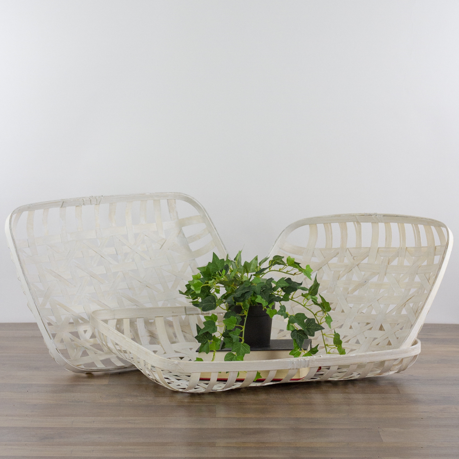 Rectangular Lattice Tobacco Baskets - White - Set of 3