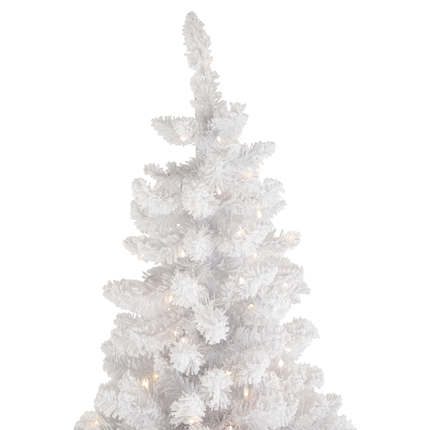 Sapin de Noël artificiel de 9 pi en pin blanc floqué et illuminé, lumières à DEL blanc chaud