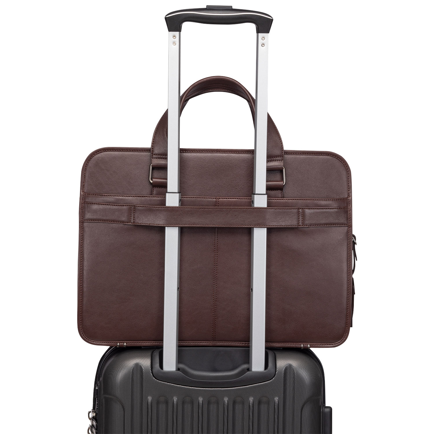 Mallette pour portable à trois compartiments Milan de Mancini de 15,6 po - Brun