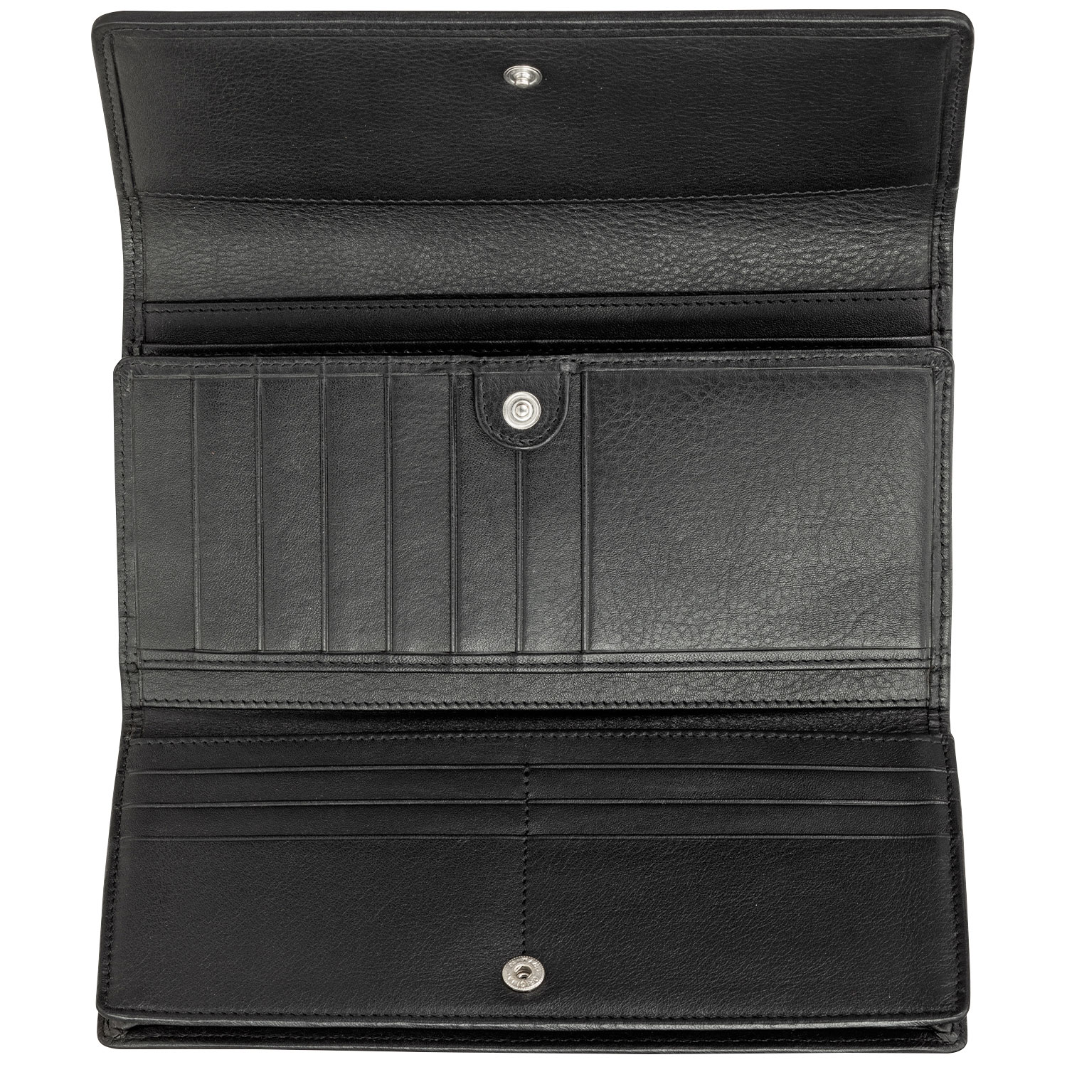 Mancini Basket Weave RFID Genuine Leather Tri-fold Clutch Wing Wallet - Black