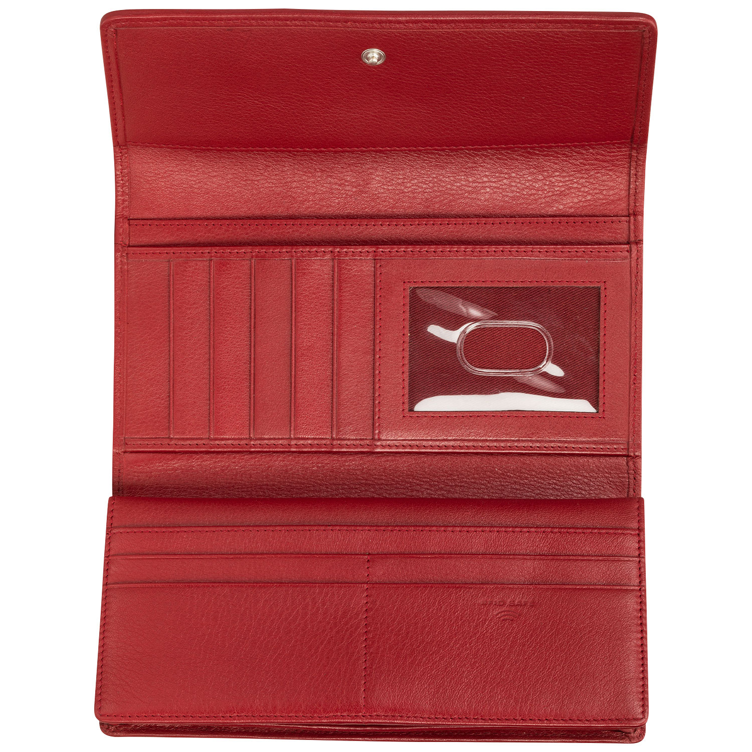 Pochette-portefeuille RFID à trois volets en cuir véritable Motif tressé de Mancini - Rouge