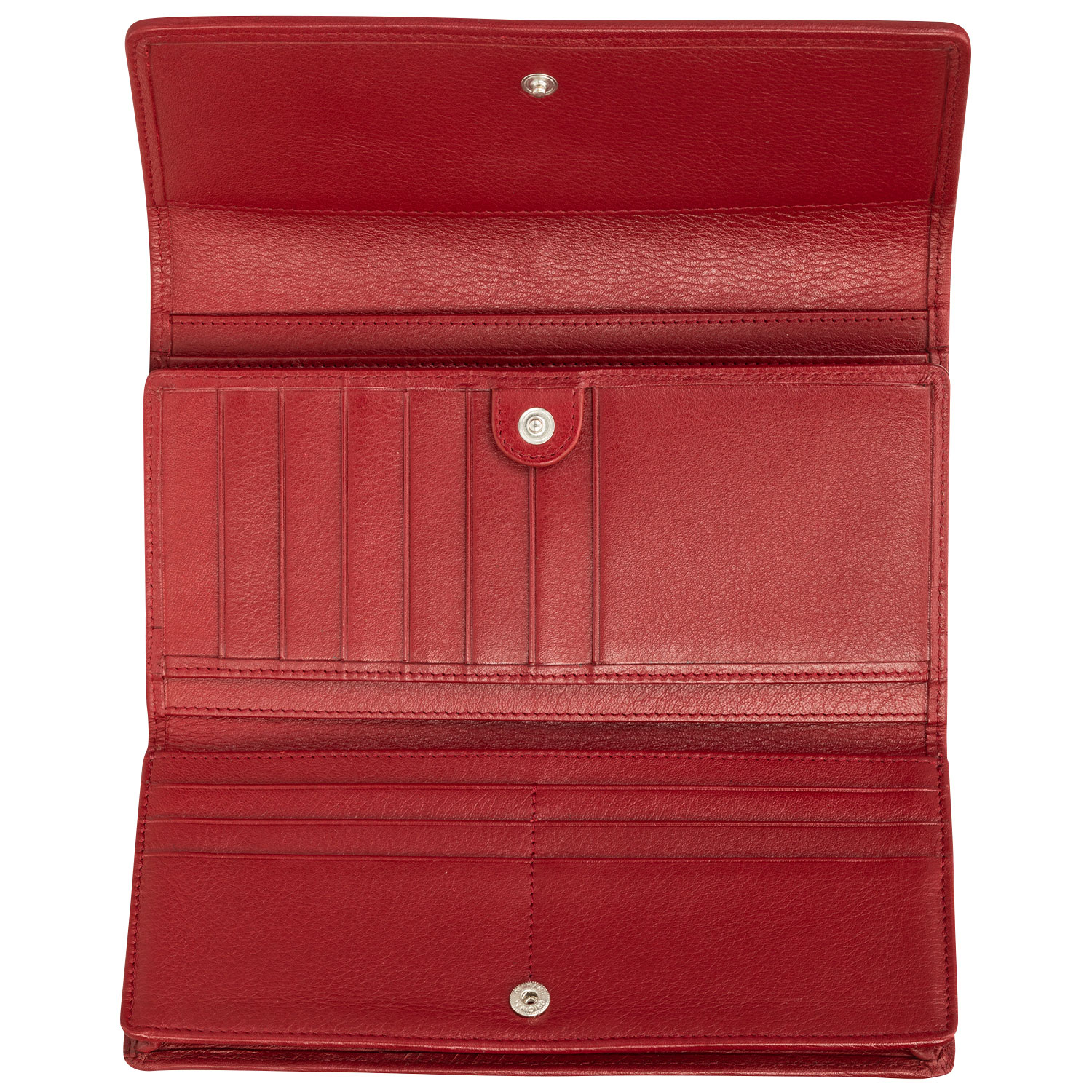Pochette-portefeuille RFID à trois volets en cuir véritable Motif tressé de Mancini - Rouge