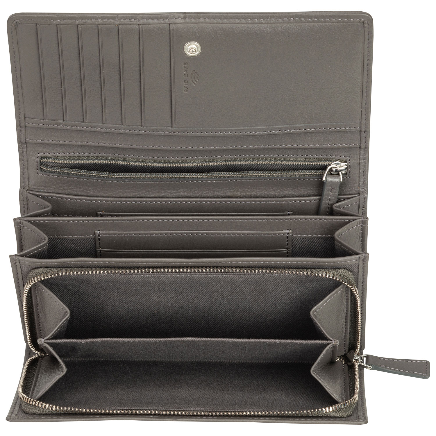 Pochette-portefeuille enveloppe RFID en cuir véritable Motif tressé de Mancini - Gris