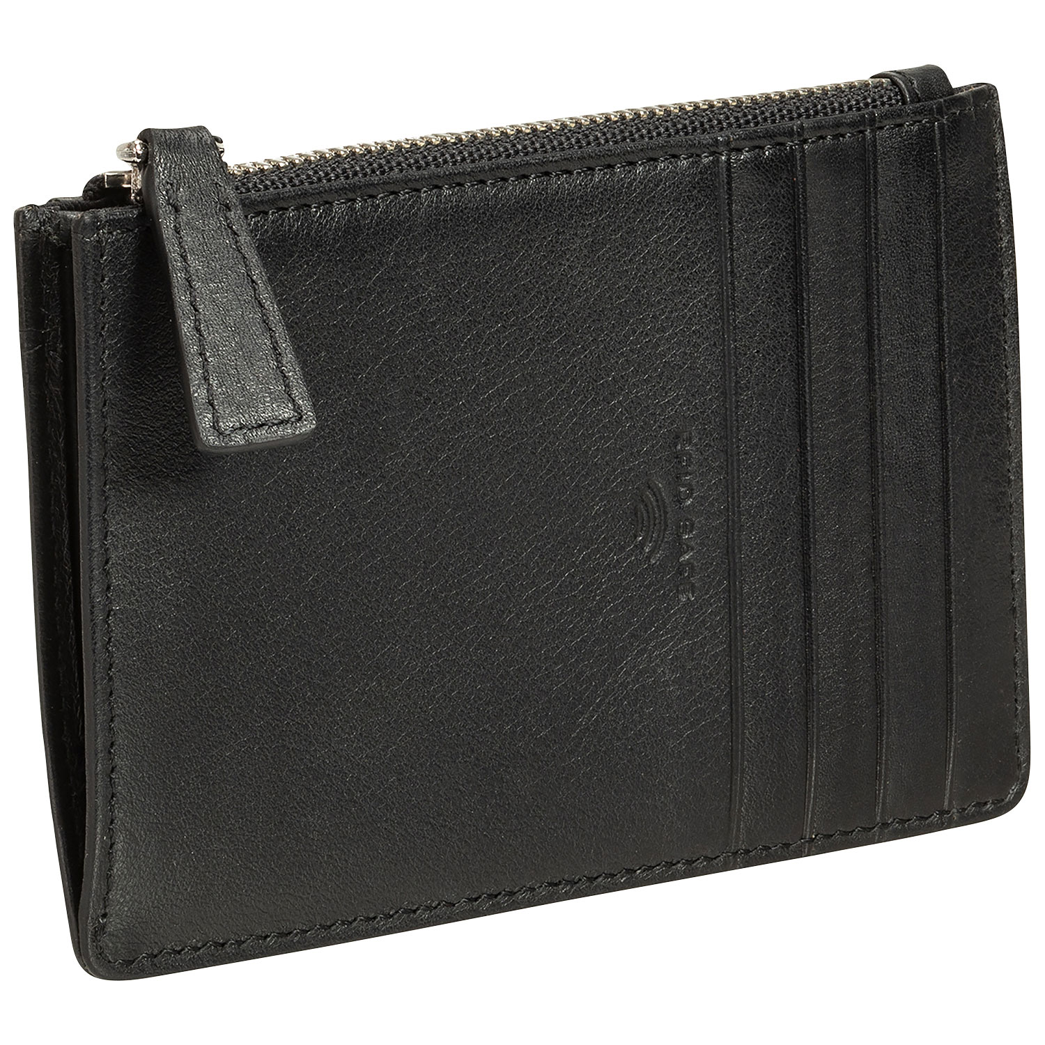 Étui pour cartes de crédit RFID à sept fentes en cuir véritable Motif tressé de Mancini - Noir