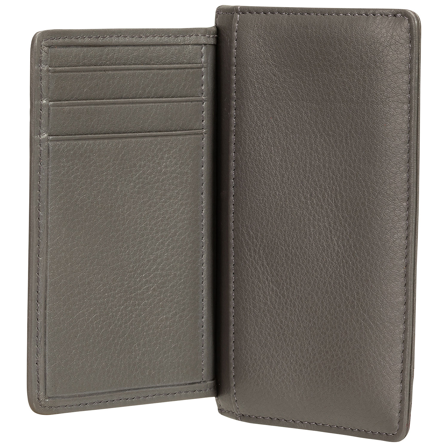 Mancini Basket Weave RFID Genuine Leather 7-Slot Credit Card Case - Grey