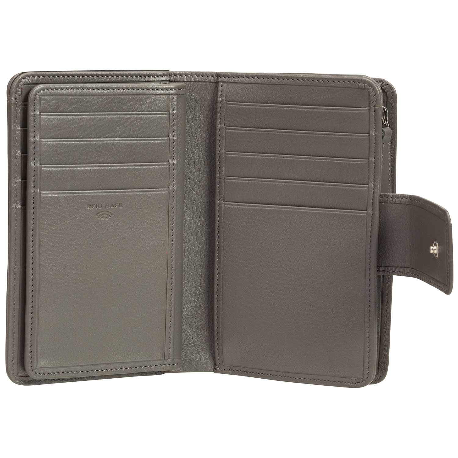 Pochette-portefeuille RFID à deux volets en cuir véritable Motif tressé de Mancini - Gris