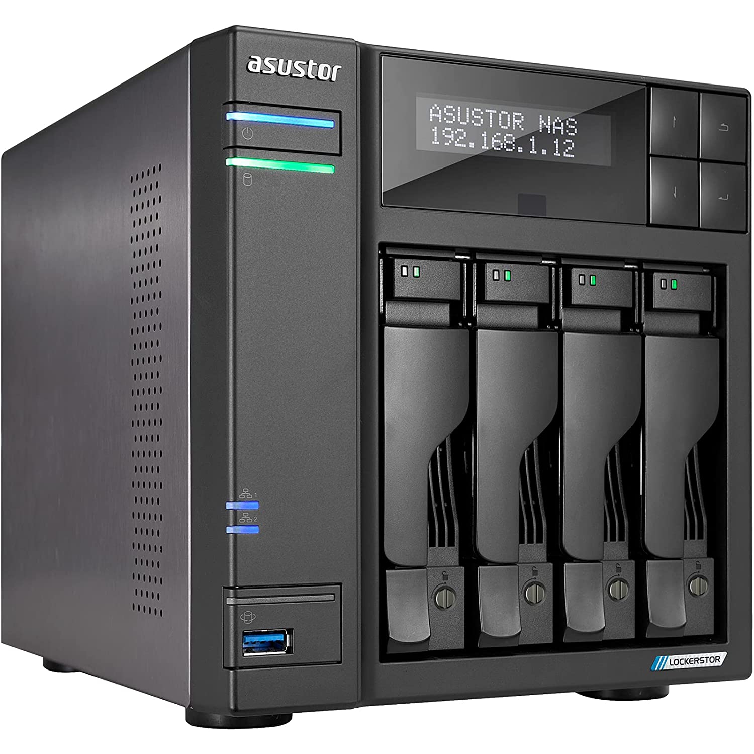 Asustor Lockerstor 4 Gen2 AS6704T | 4 Bay NAS, Quad Core 2.0GHz CPU, 4 M.2 PCIe 3.0 SSD Slots, 2 2.5GbE Ports, 4GB RAM DDR4, Rapid Storage for