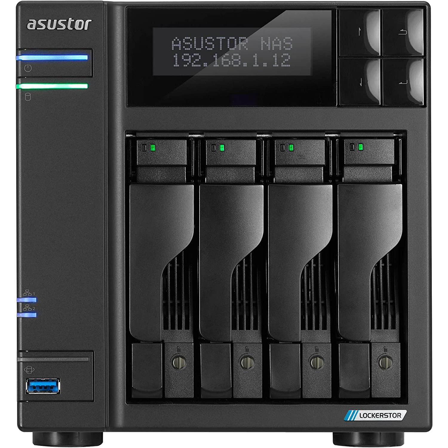 Asustor Lockerstor 4 Gen2 AS6704T | 4 Bay NAS, Quad Core 2.0GHz CPU, 4 M.2 PCIe 3.0 SSD Slots, 2 2.5GbE Ports, 4GB RAM DDR4, Rapid Storage for