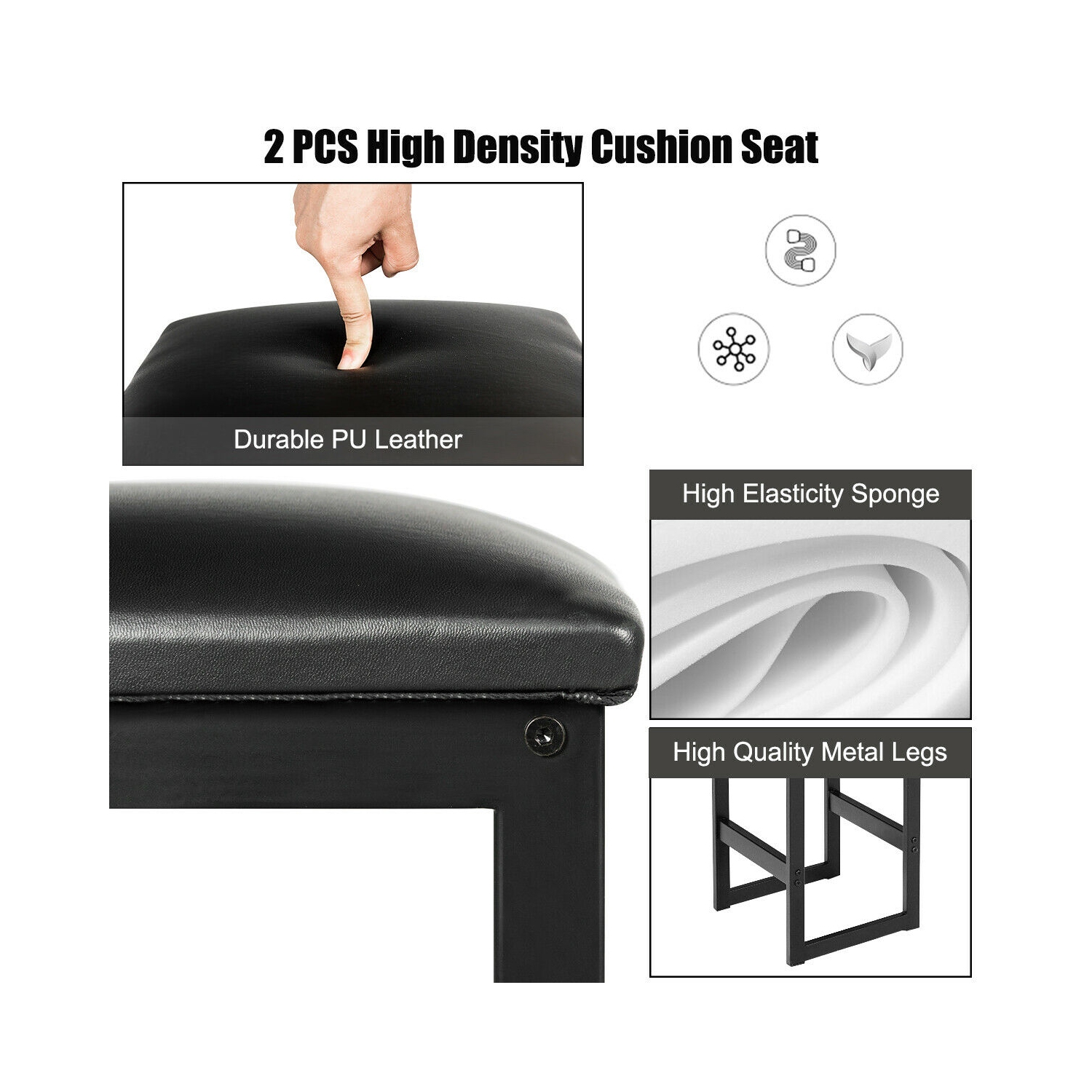 Gymax 3 Piece Pub Set Industrial Style Faux Marble Top Table and 2 Stools Dining Set