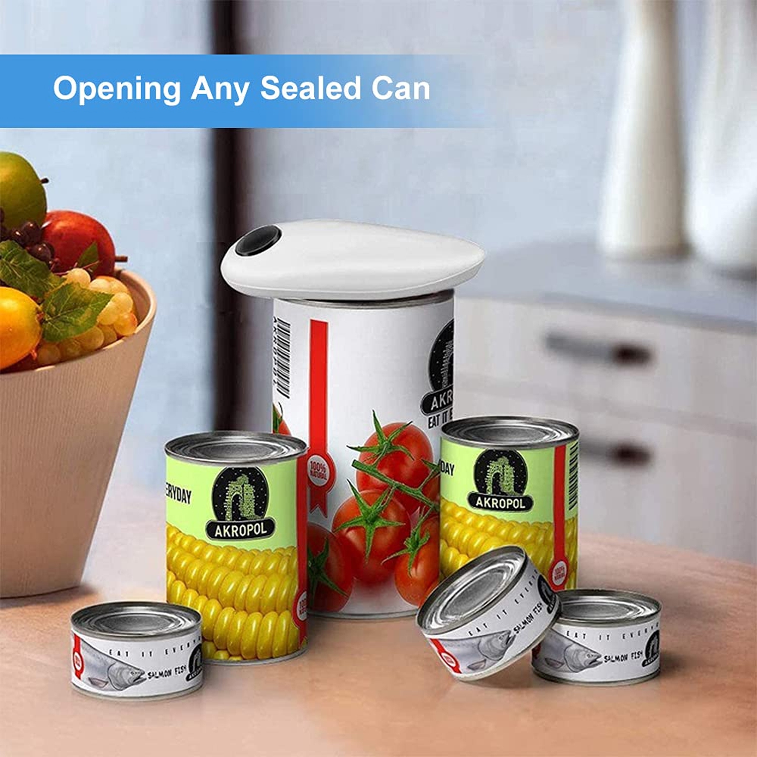 Electric Can Opener: Upgraded Blade Opens Any Sized Can - Automatic, Hands Free, Smooth Edge, Food-Safe, Handy with Lid Lift, Battery Operated