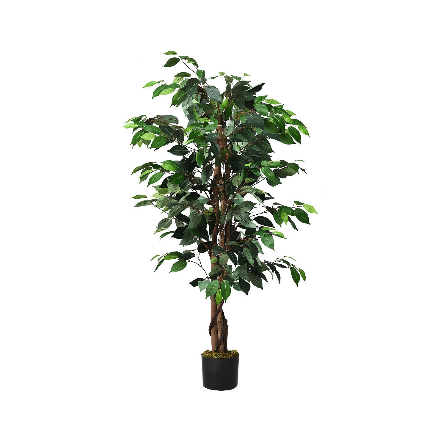 Gymax 4Ft Artificial Ficus Tree Fake Greenery Plant Home Office Decoration