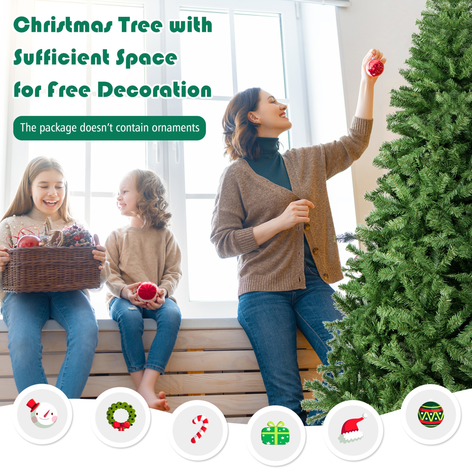 Gymax 9FT Christmas Tree Hinged Artificial Tree Indoor Outdoor w/ Metal Stand