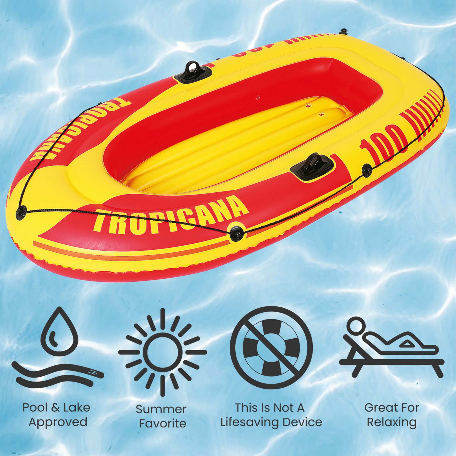 Bateau gonflable Tropicana simple - 72 po - Rouge et jaune