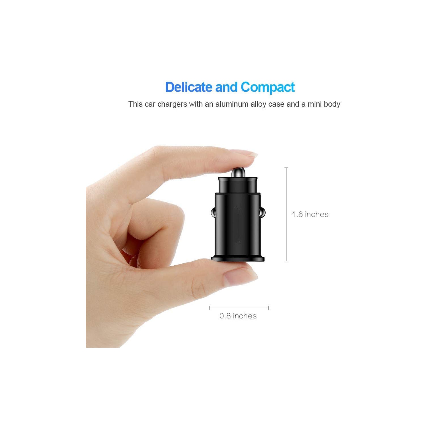 Car Charger, 4.8A 24W Aluminum Alloy Car Charger Mini Dual Fast Flush Car Charger Adapter Compatible with iPhone 13 12 11 Pro Xs Max XR X 8 7 Plus iPad Samsung Galaxy S21 S