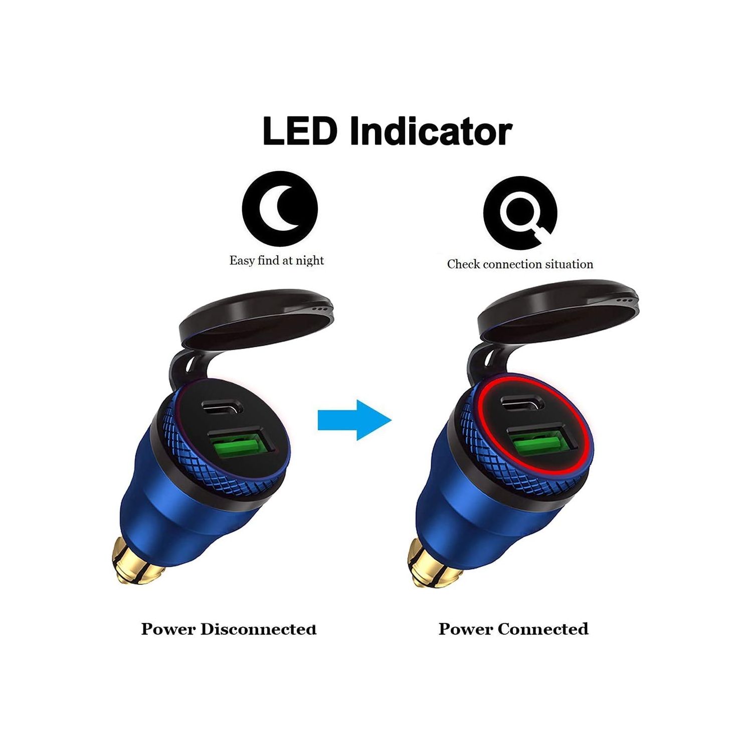 Chargeur Power Delivery DIN HELLA Powerlet en aluminium 30 W vers type C et adaptateur DIN USB 3.0 Quick charge pour moto étanche pour prise DIN de