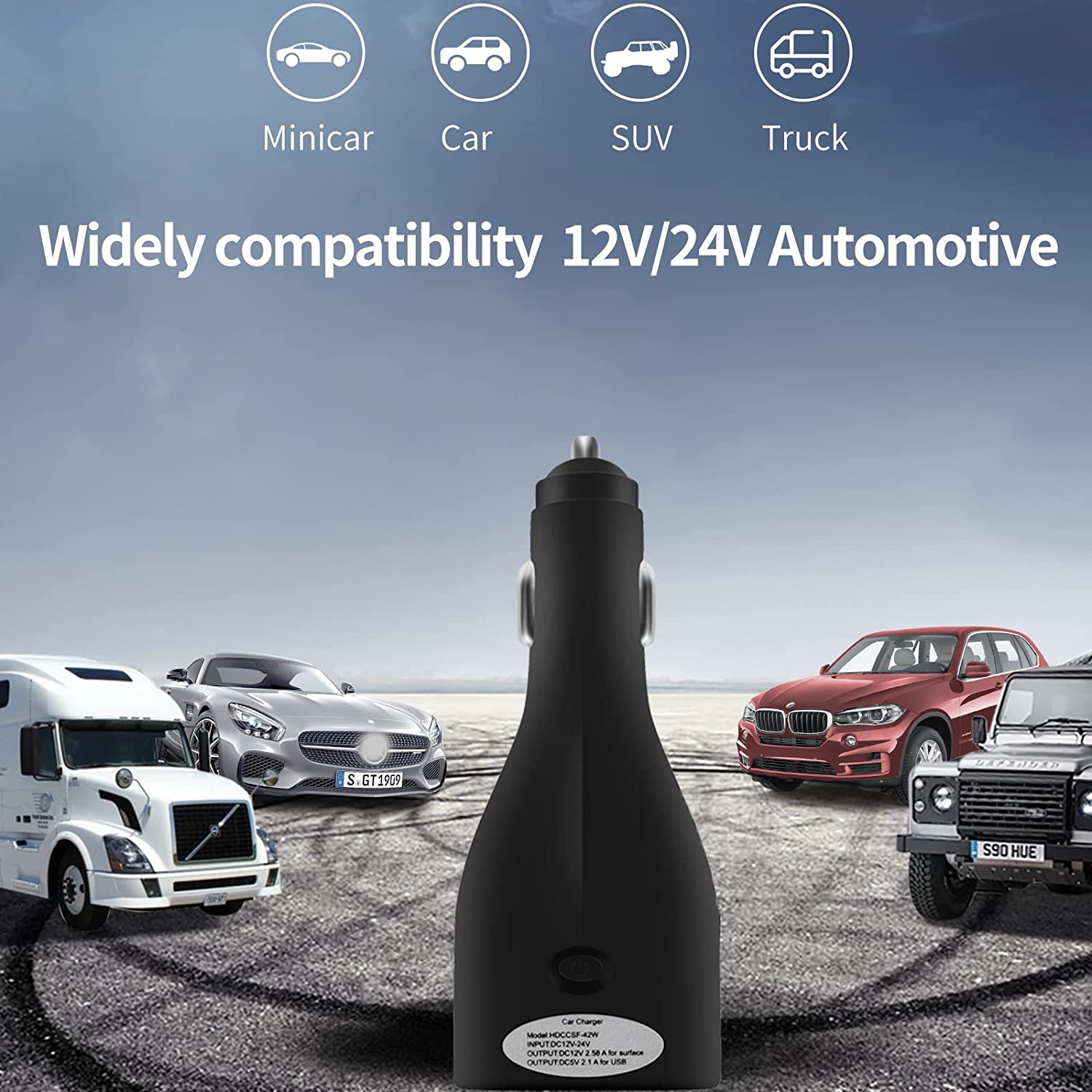 Surface Car Charger with USB Charging Port, Total 42W 12V 2.58A Power Supply, Compatible for Microsoft Surface Pro7 + Plus Pro6 Pro5~3 Surface Go 1/2