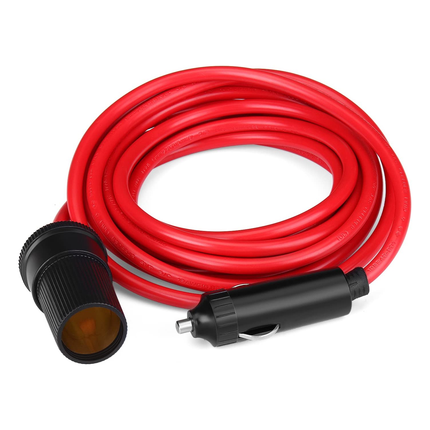 TNP Cigarette Lighter Extension Cord - Car Charger Socket Adapter Receptacle Extender Lead Cable Wire 12V/24V Male to Female with Jack Plug in