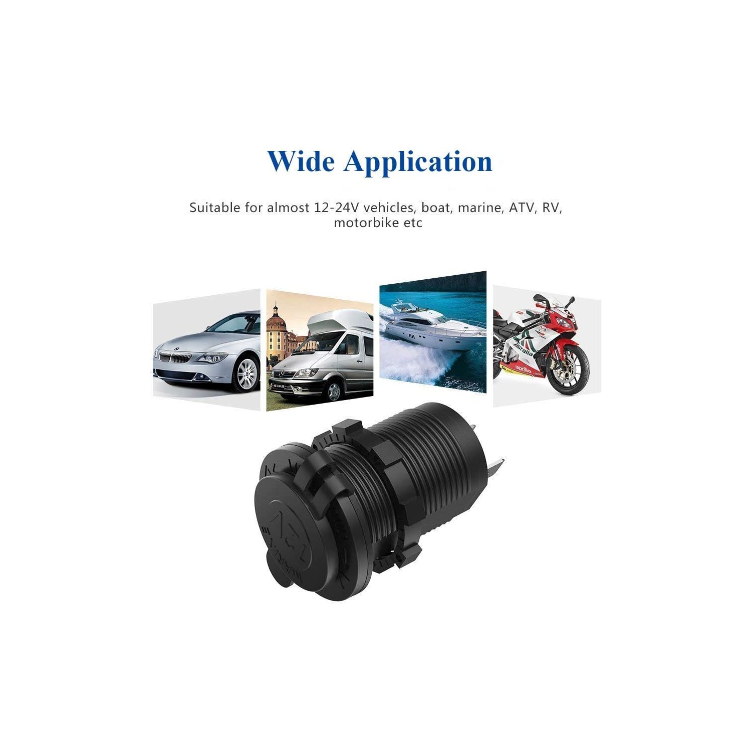 Dual USB Charger Socket, 12V 4.2A Car Charger Power Outlet with Blue LED Display, Waterproof USB Car Socket Dual Charging Ports for Most 12-24V Car