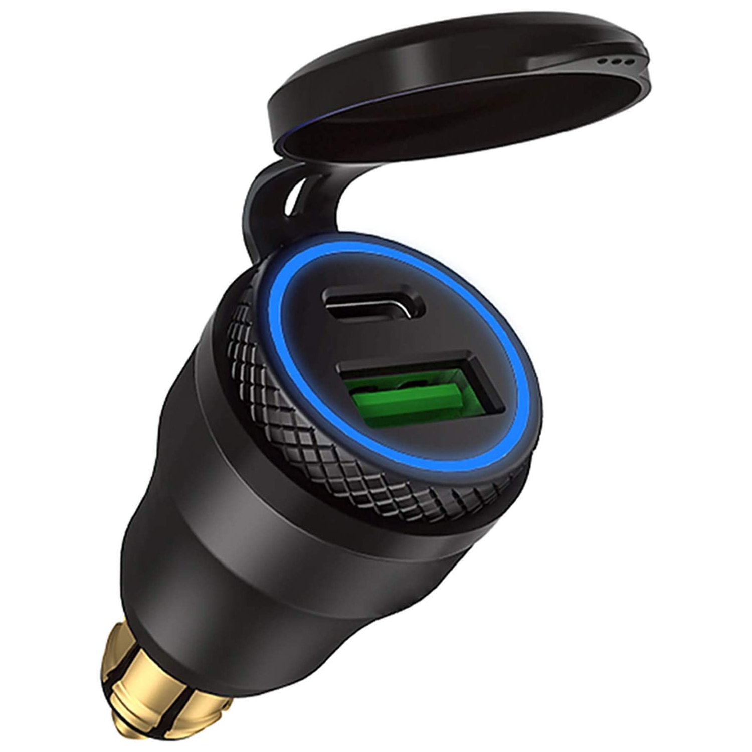 Chargeur Power Delivery DIN HELLA Powerlet en aluminium 30 W vers type C et adaptateur DIN USB 3.0 Quick charge pour moto étanche pour prise DIN de