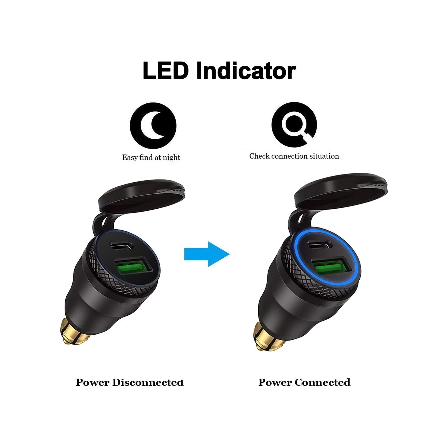 Chargeur Power Delivery DIN HELLA Powerlet en aluminium 30 W vers type C et adaptateur DIN USB 3.0 Quick charge pour moto étanche pour prise DIN de