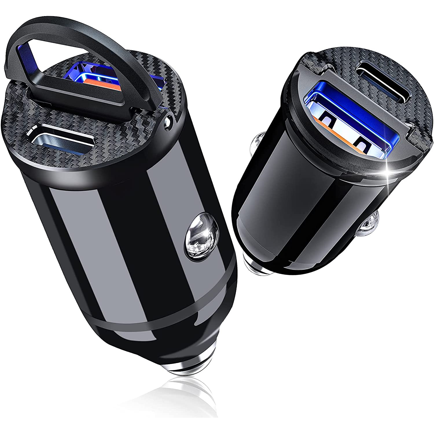 USB C Car Charger(2 Pack), Super Mini 30W PD & 30W QC3.0 Fast Car Charger Adapter 4.8A Dual Port Cigarette Lighter USB Charger Socket Flush Fit Compatible with iPhone 12 iP