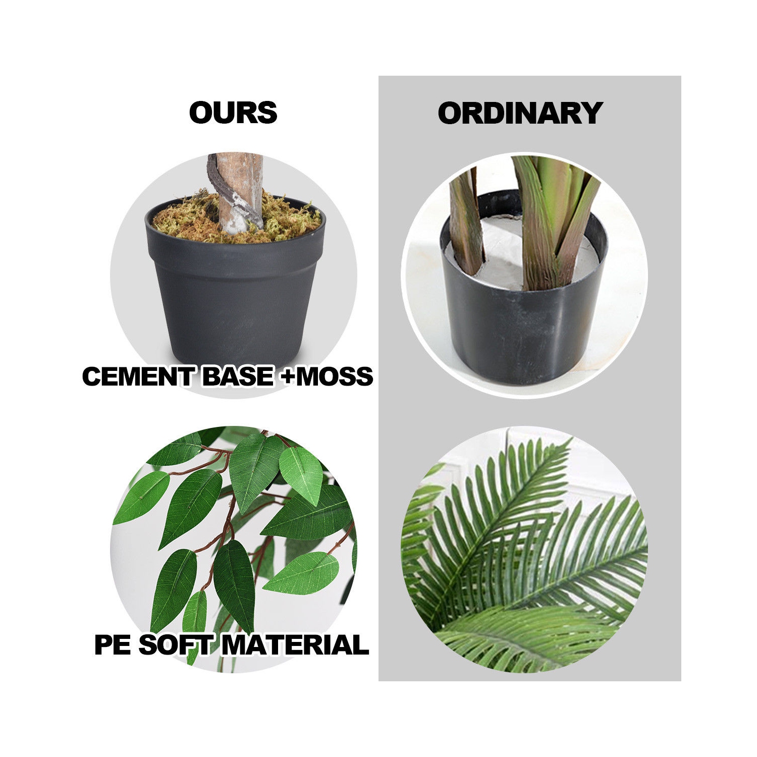 Gymax Artificial Ficus Silk Tree Wood Trunks Green 5.5 Feet Holiday Decor