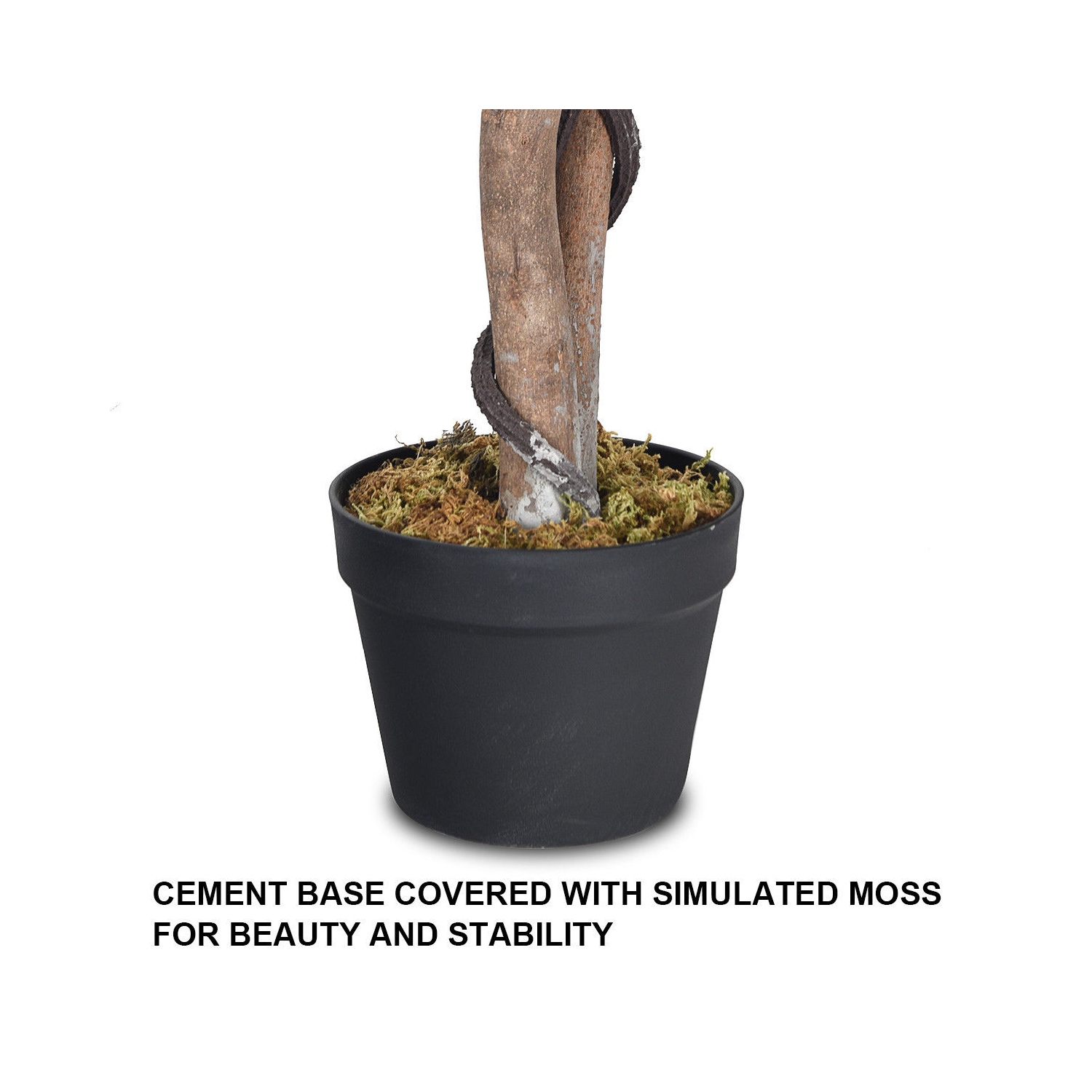 Gymax Artificial Ficus Silk Tree Wood Trunks Green 5.5 Feet Holiday Decor