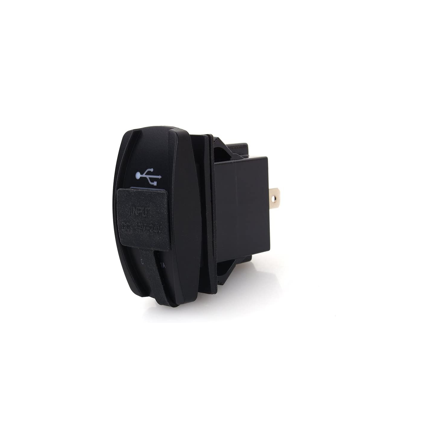 DC 12V-24V Motorcycle Dual Port USB Charging Dock, 3.1A Car Quick Fast Charge USB Charger Rocker Switch Style Blue LED for Car, Motorcycle, Electric