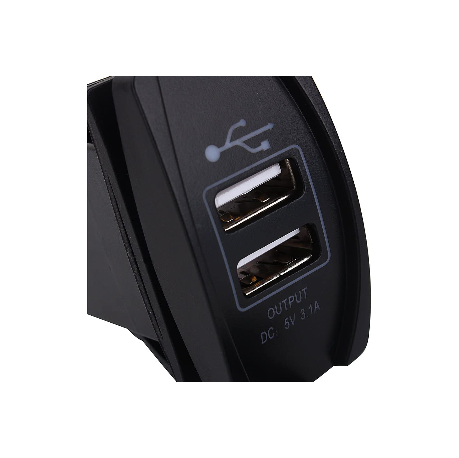 DC 12V-24V Motorcycle Dual Port USB Charging Dock, 3.1A Car Quick Fast Charge USB Charger Rocker Switch Style Blue LED for Car, Motorcycle, Electric