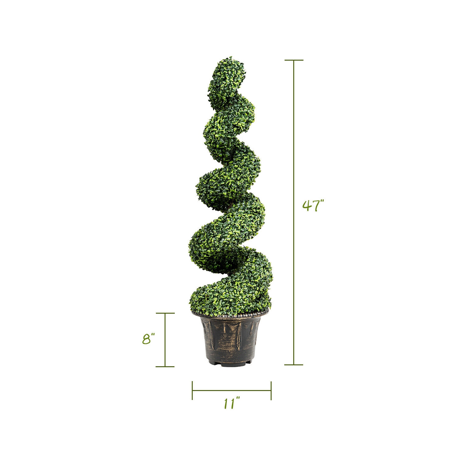 Gymax 2Pcs 4FT Artificial Boxwood Spiral Tree W/Realistic Leaves Indoor Outdoor Office