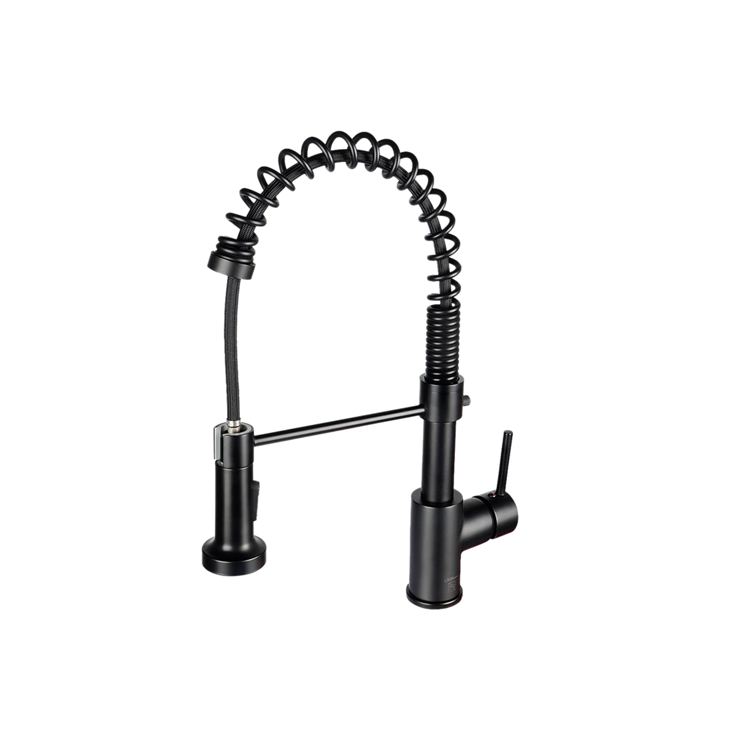 Cold and hot water Single Handle Pull Down Spring Sprayer Kitchen Sink Faucet, Matt Black - LIVINGbasics®