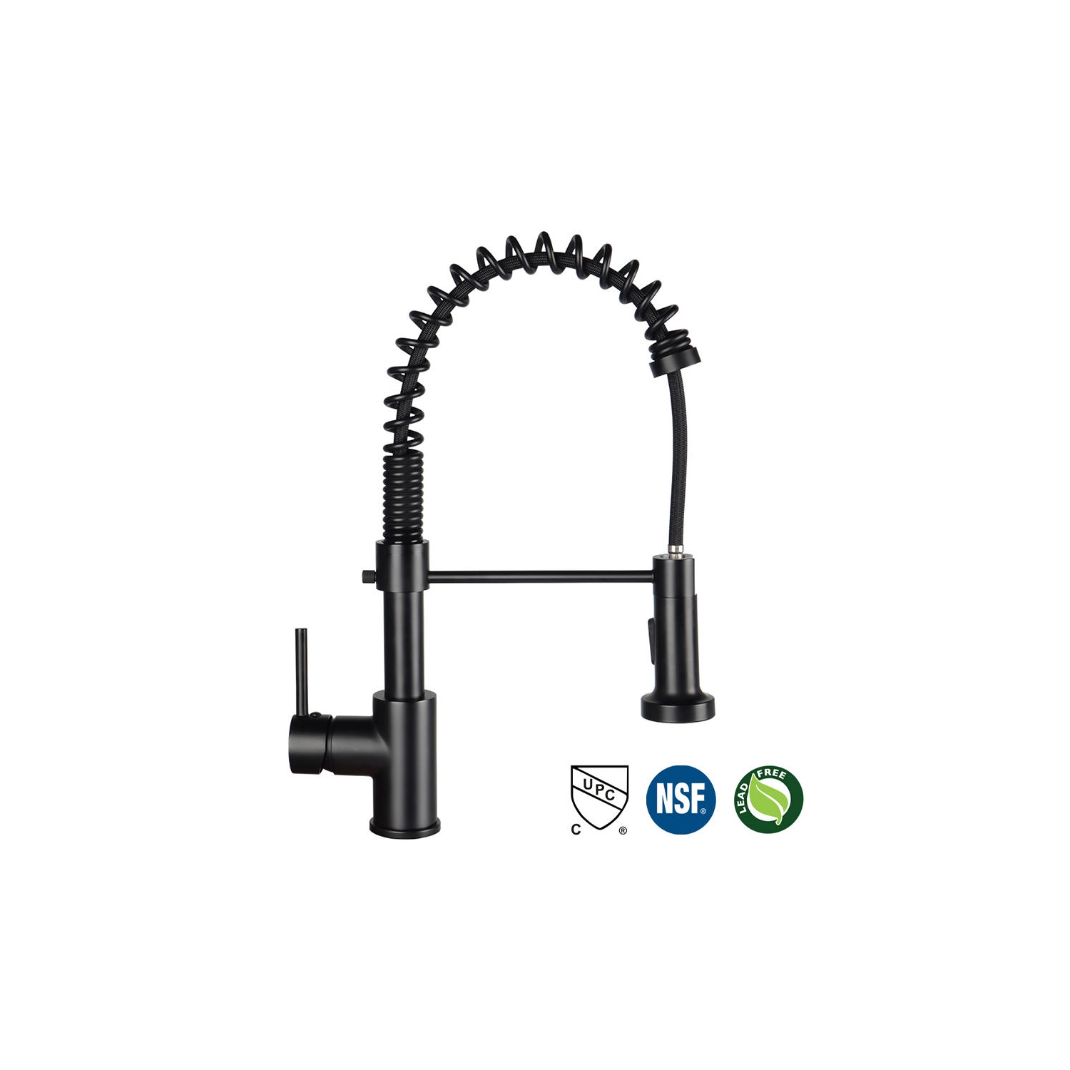 Cold and hot water Single Handle Pull Down Spring Sprayer Kitchen Sink Faucet, Matt Black - LIVINGbasics®