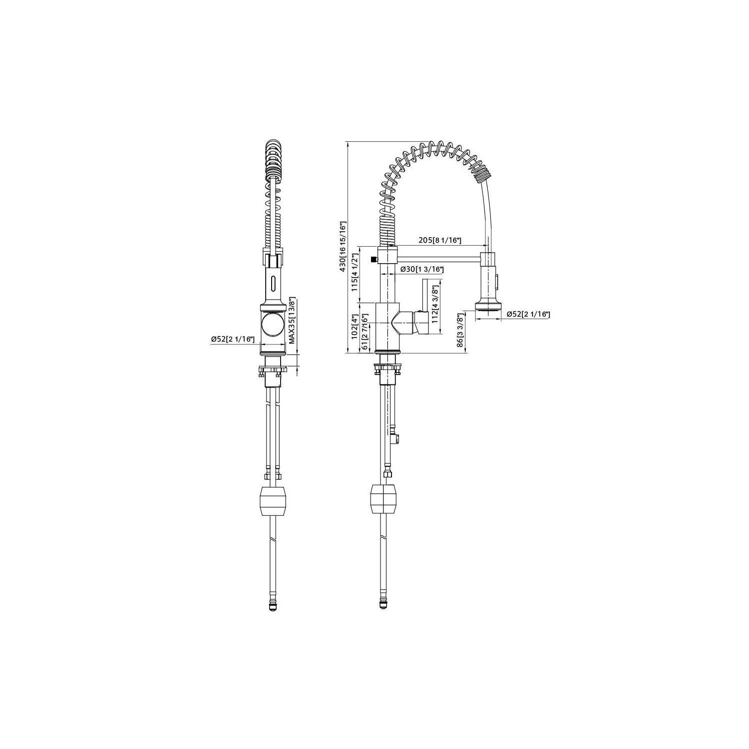 Cold and hot water Single Handle Pull Down Spring Sprayer Kitchen Sink Faucet, Matt Black - LIVINGbasics®