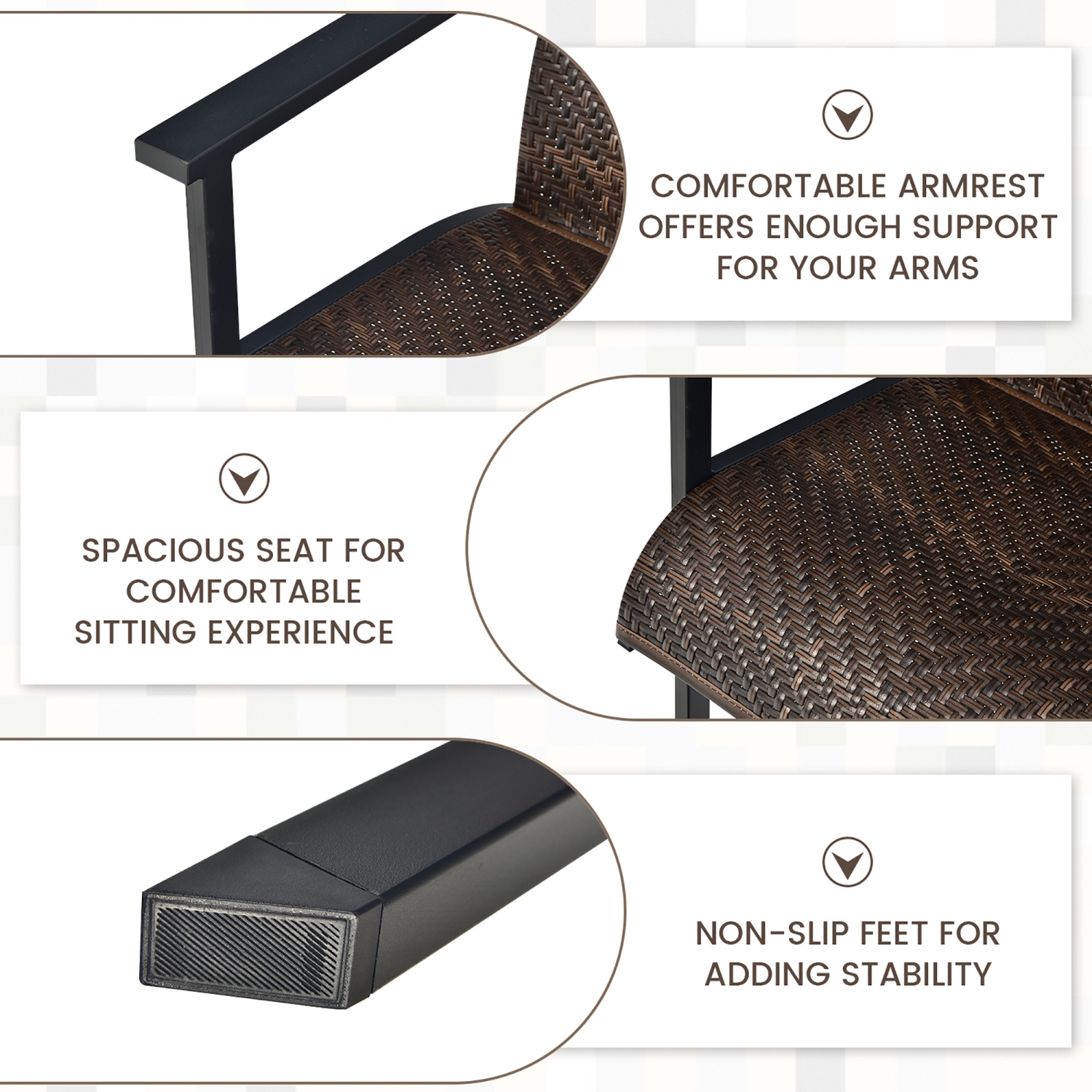 Gymax 3PCS Rattan Bistro Chair Set Patio Furniture Set W/Table