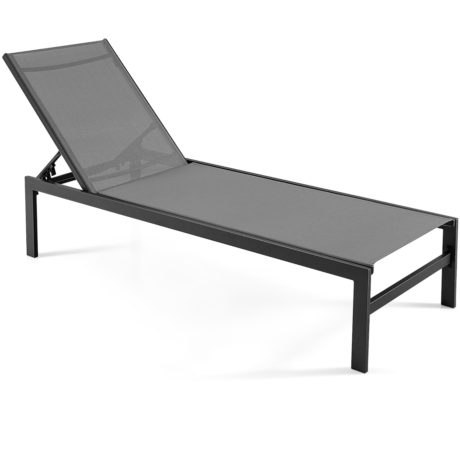 Marque Gymax, Chaise longue de Patio réglable avec dossier à 6 positions Gris