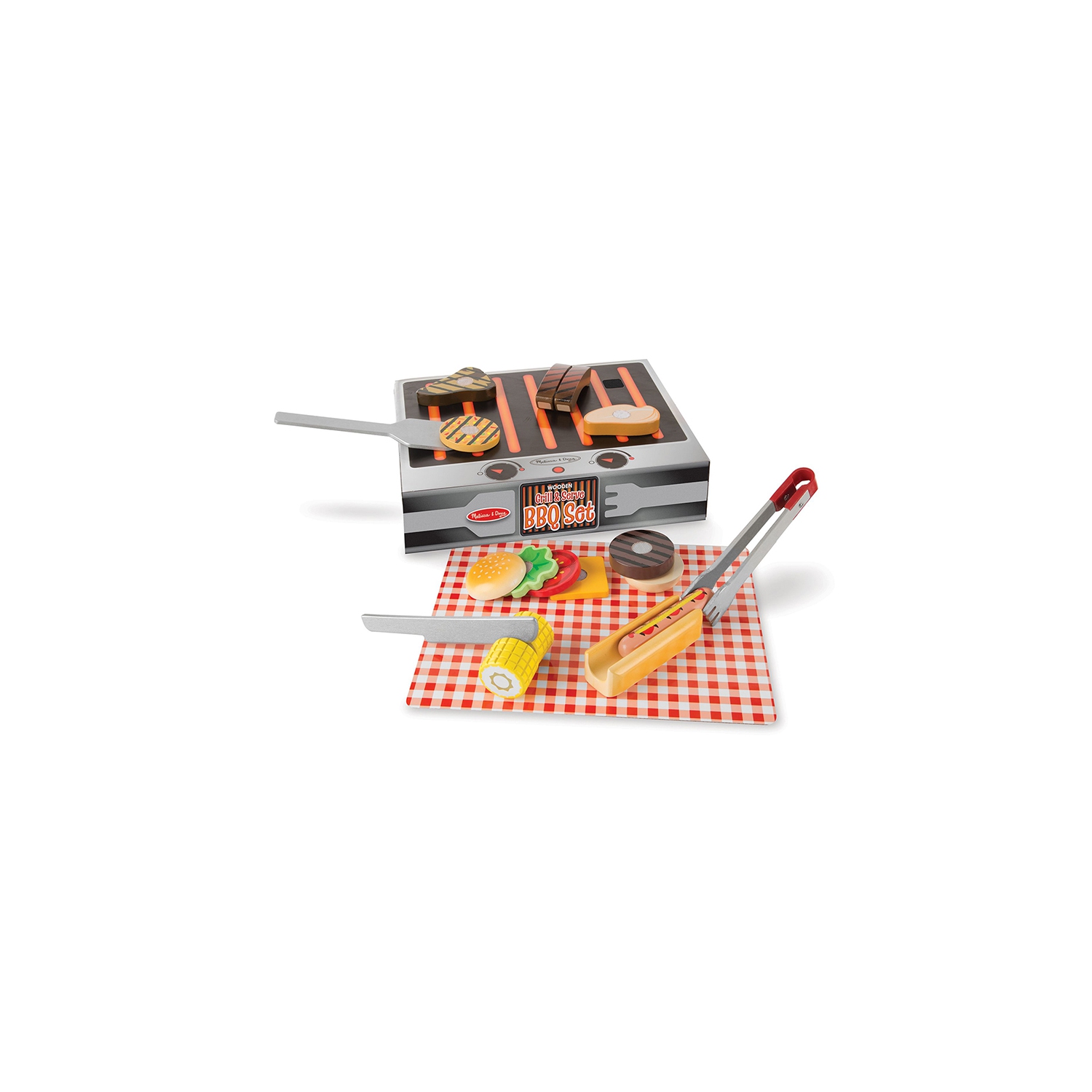 Wooden Grill & Serve BBQ Set