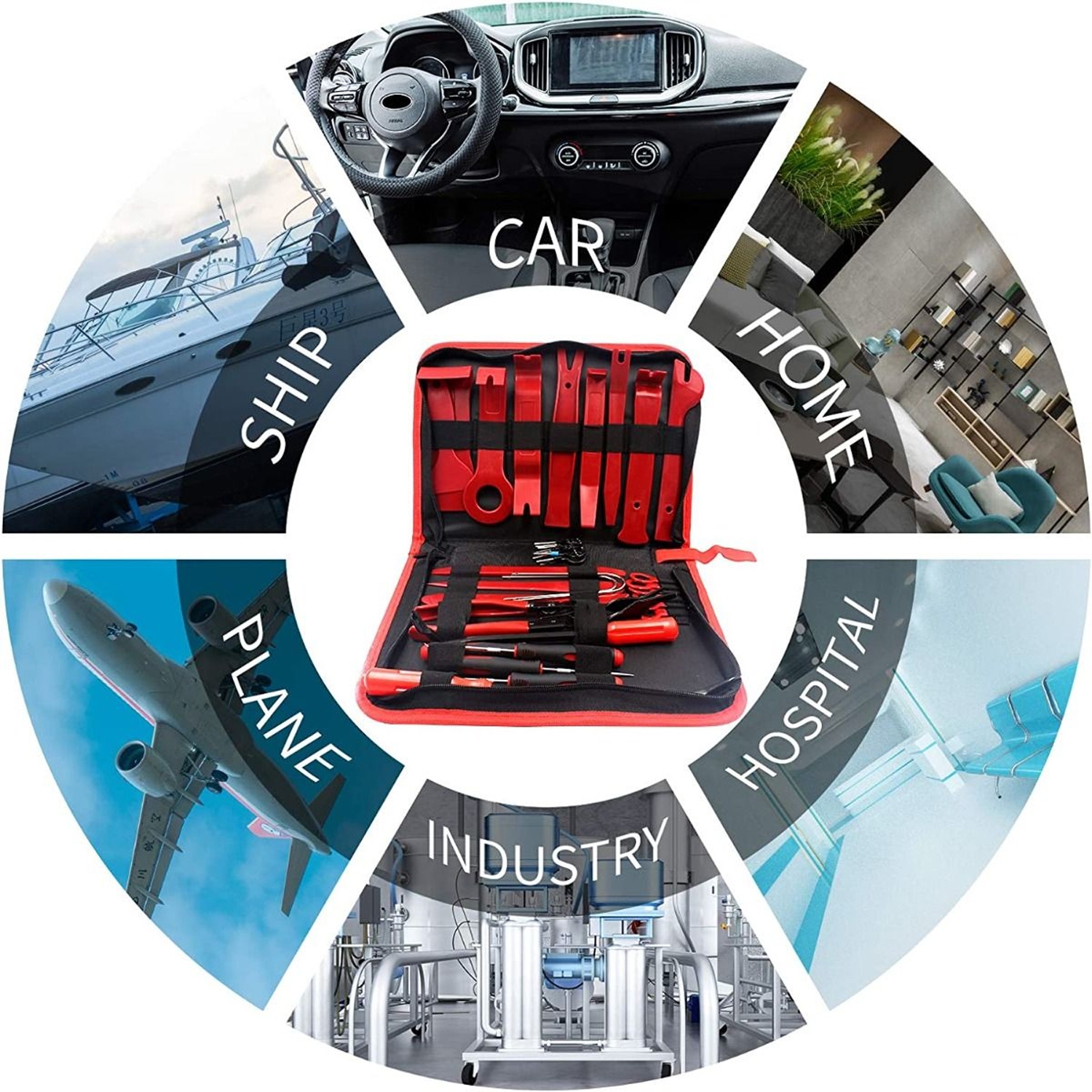 ISTAR 200PCS Car Panel Door Audio Trim Removal Tool Kit, Auto Clip Pliers Fastener Remover Pry Tool Set with Storage Bag